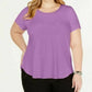 Alfani Women's Plus Satin-Trim High-Low T-Shirt Purple Size 3X