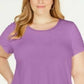Alfani Women's Plus Satin-Trim High-Low T-Shirt Purple Size 3X