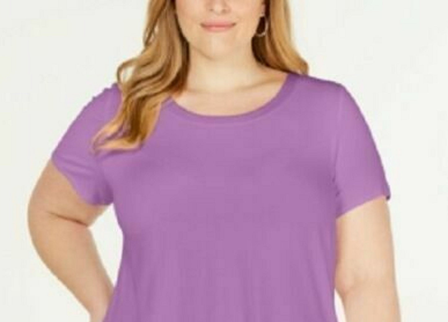 Alfani Women's Plus Satin-Trim High-Low T-Shirt Purple Size 3X