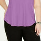 Alfani Women's Plus Satin-Trim High-Low T-Shirt Purple Size 3X