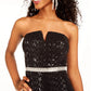 City Studios Juniors' Sequined Strapless Fit & Flare Dress Silver Size 13