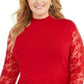 INC International Concepts Women's Plus Size Lace Peplum Sweater Red Size 2X