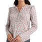 Lucky Brand Women's Floral Print Ruffle Henley Red Size Large