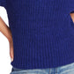 1.STATE Women's Mock Neck Terry Yarn Sweater Navy Sea Blue