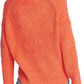 1.STATE Women's Mock Neck Terry Yarn Sweater Papaya Med Orange