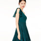 City Studios Junior's Lace & Chiffon One Shoulder Dress Bright Green Size 9