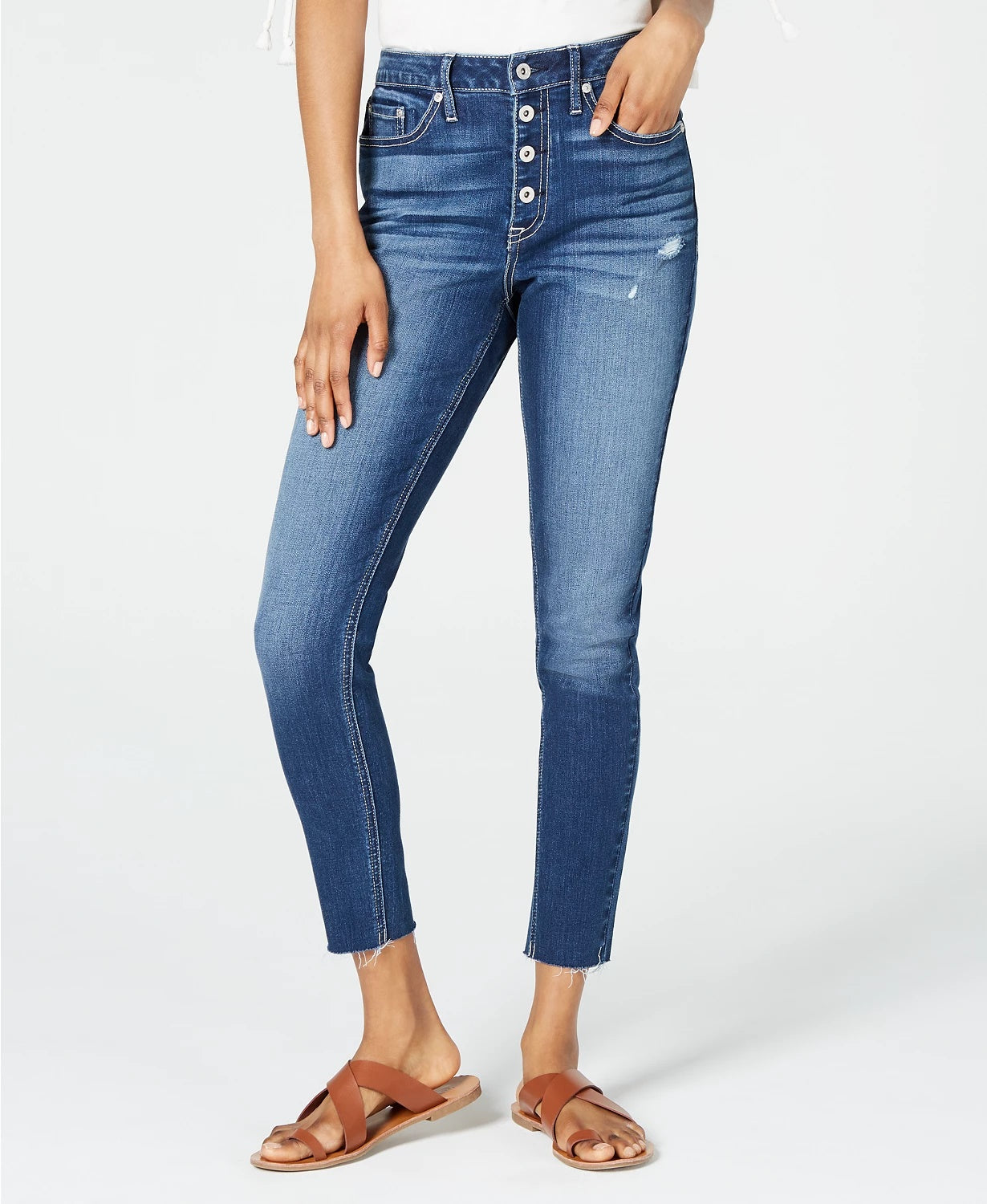 American Rag Juniors'' Ripped Button-Fly Skinny Jeans Blue Size 9