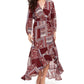 American Rag Junior's Printed Surplice Maxi Dress Dark Red Size Small