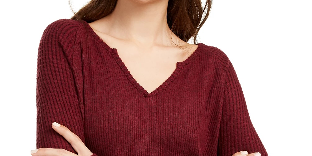 Planet Gold Juniors' Super Soft Ribbed Top Red Size X-Small