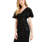 Calvin Klein Women's Sequined Embossed Velvet Dress Black Size 8