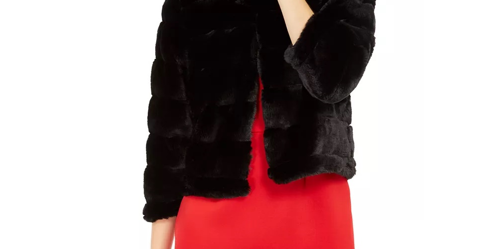 Calvin Klein Women's Faux-Fur Shrug Black Size Small