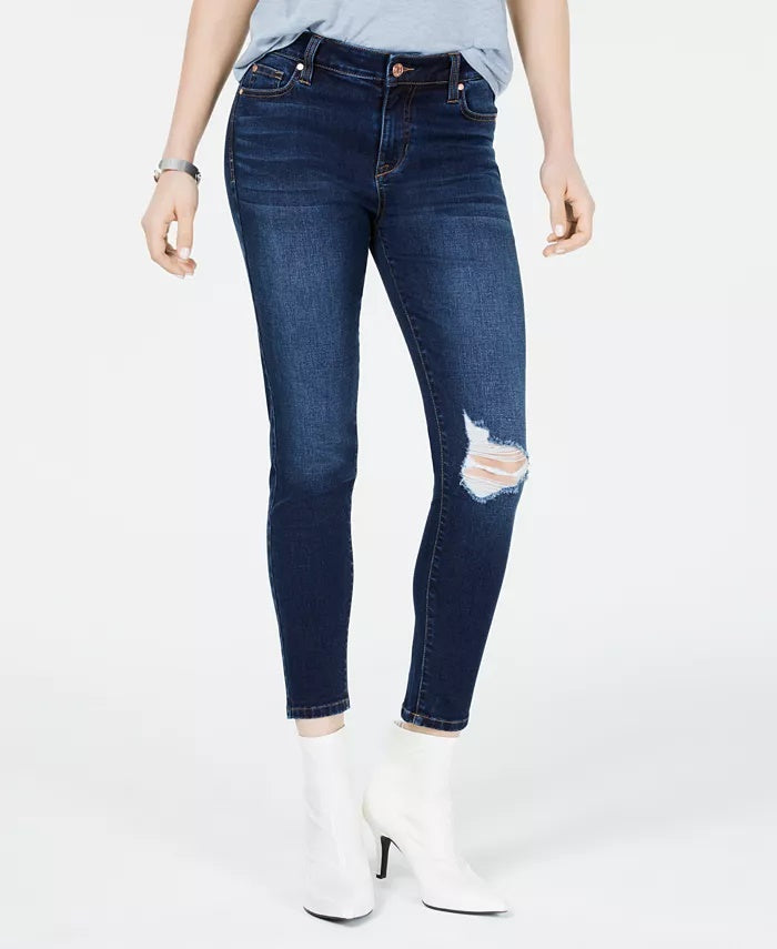 Celebrity Pink Juniors' Ripped Cropped Skinny Jeans Navy Size 7