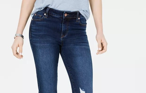 Celebrity Pink Juniors' Ripped Cropped Skinny Jeans Navy Size 7