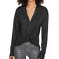 Sanctuary Women's Knot Interested Plunge Neck Top Black Size X-Large