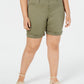 Celebrity Pink Women's Trendy Plus Size Frayed Bermuda Shorts Bright Green Size 18