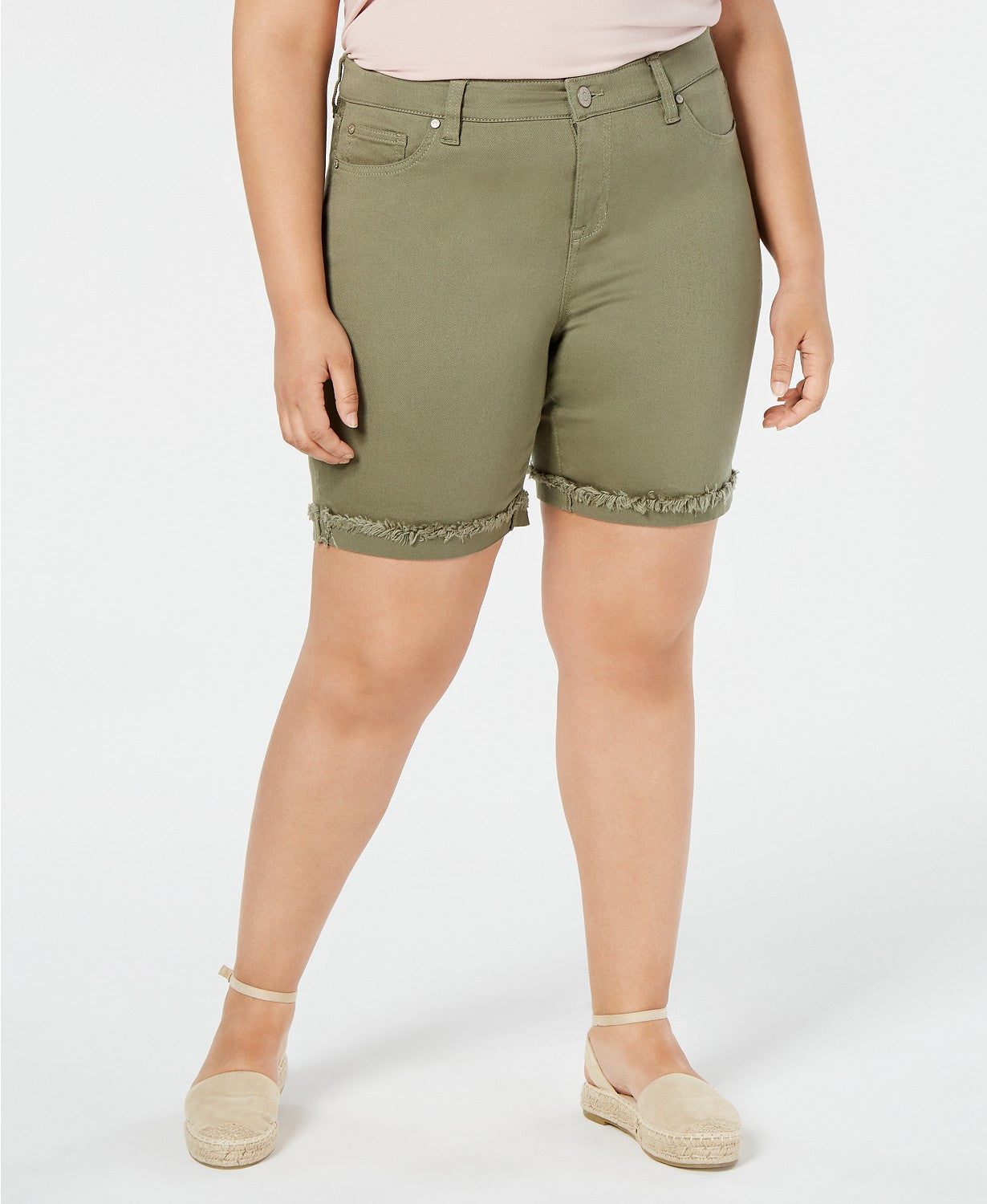 Celebrity Pink Women's Trendy Plus Size Frayed Bermuda Shorts Bright Green Size 18