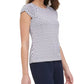 Tommy Hilfiger Women's Printed Ruched Sleeve Top White Size Small