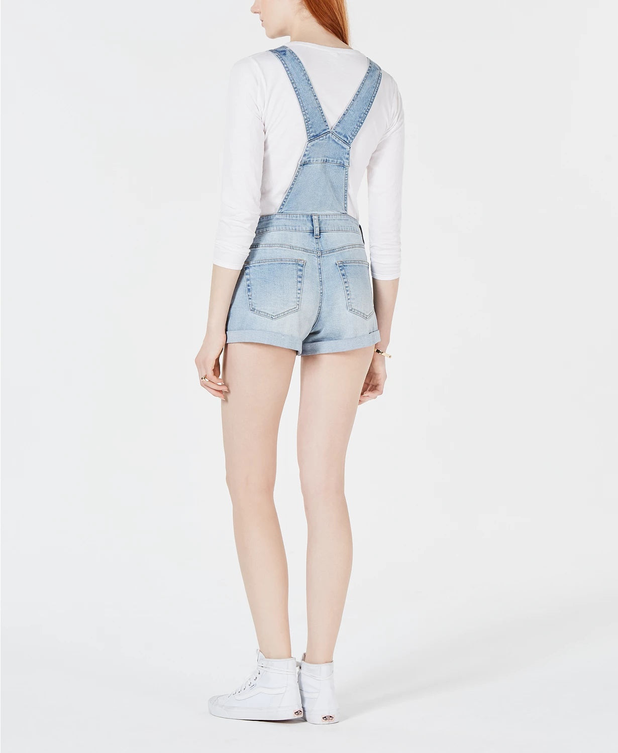 Dollhouse Juniors' Cuffed Denim Shortalls Med Blue Size 7