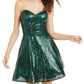 Teeze Me Juniors' Strapless Sequin Dress Dark Green Size 3
