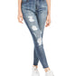 Dollhouse Junior's Ripped Skinny Jeans With Belt Navy Size 13