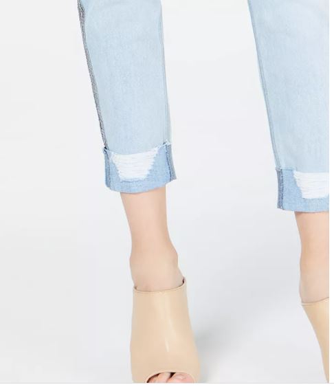 Rewash Junior's Ripped Herringbone Contrast Skinny Jeans Blue Size 9