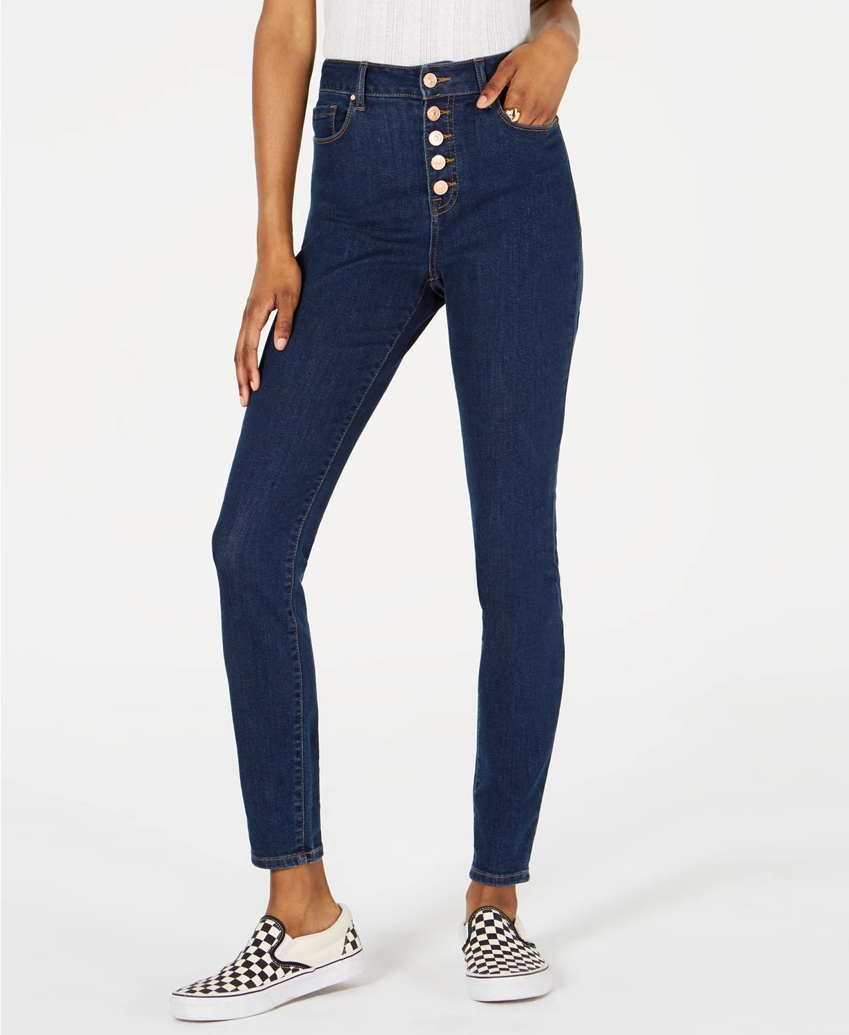 Rewash Junior's High Rise Button Fly Skinny Jeans Blue Size 3