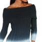 Tommy Hilfiger Women's Off-The-Shoulder Tie-Dye Sweater Blue Size X-Large