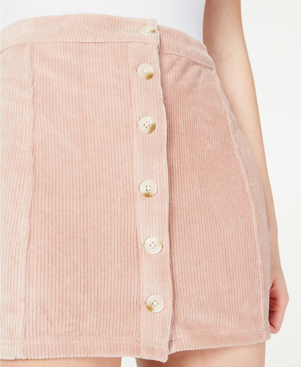 Rewash Juniors' Corduroy Button-Front Skirt Pink Size Large