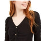 Crave Fame Juniors' Ruched Textured Top Black Size Extra Small