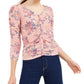 Crave Fame Juniors' Ruched Floral Top Blue Size Small
