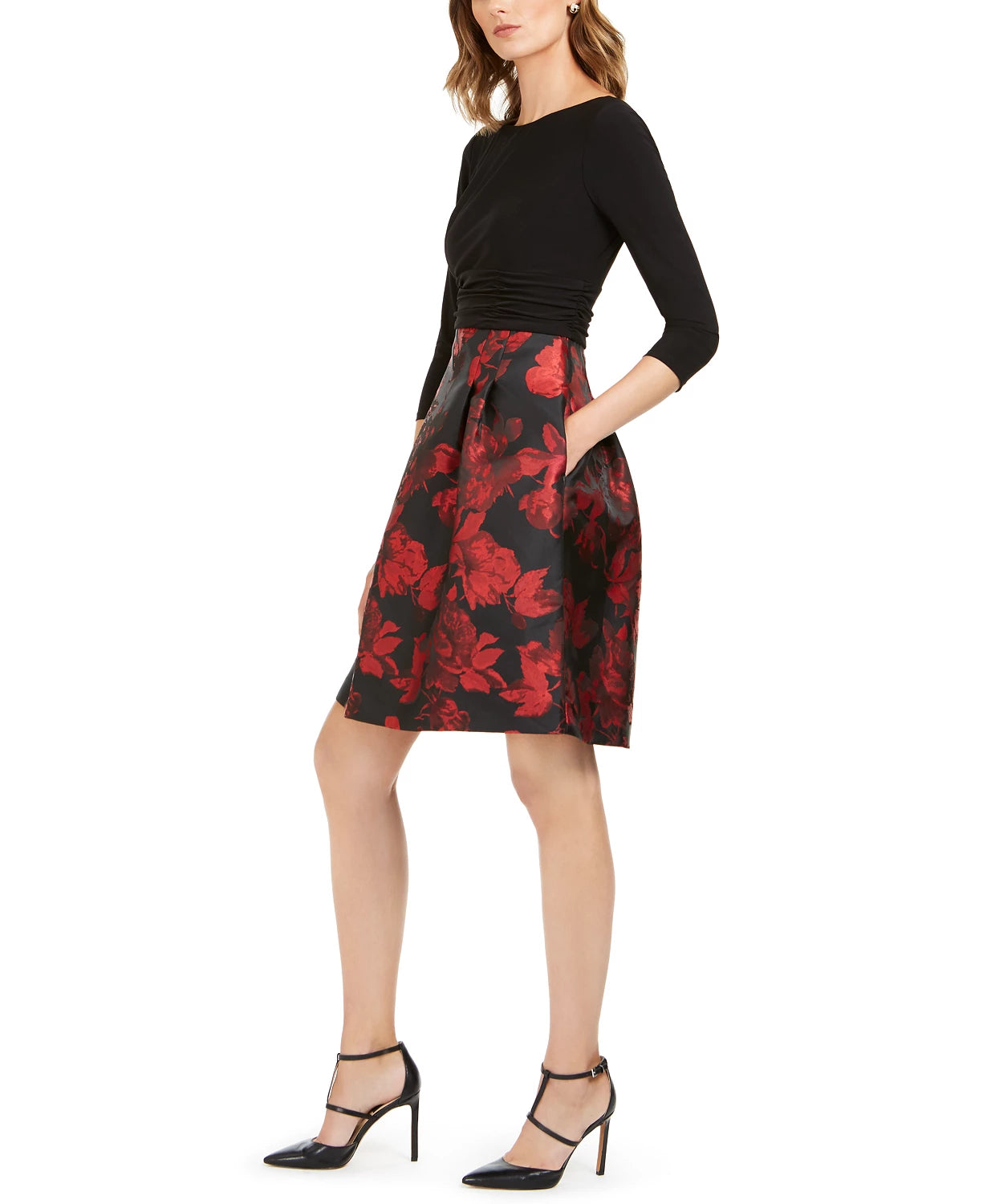 Jessica Howard Women's Pleated-Skirt Fit & Flare Dress Charcoal Size 18