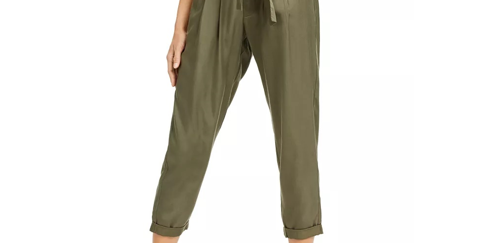 Indigo Rein Junior's High Rise Paperbag Pants Green Size Large