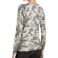 Planet Gold Juniors' Camo Crew Neck Sweater Green Size Medium