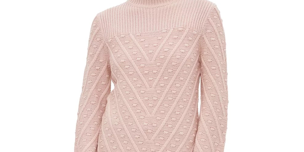 Calvin Klein Women's Popcorn-Knit Mock-Neck Sweater Lt/Paspink Size Medium