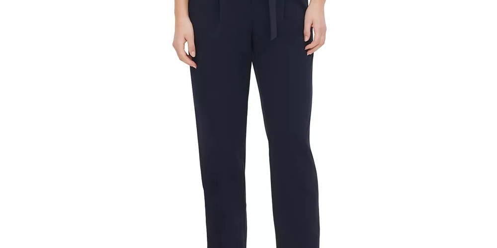 Calvin Klein Women's D-Ring Belt Pants Blue Size 14