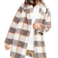 Calvin Klein Women's Plaid Fleece Flyaway Jacket Gray Size Extra Large