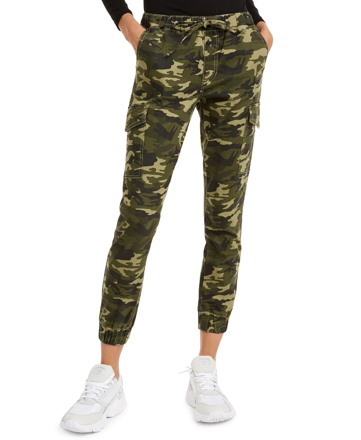 Almost Famous Junior's Camo Print Jogger Pants Green Size X-Small