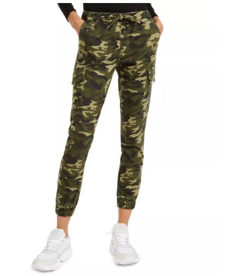 Almost Famous Junior's Camo Print Jogger Pants Green Size X-Small