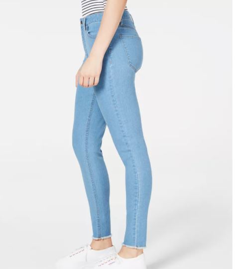 Tinseltown Junior's High Rise Raw Hem Skinny Jeans Navy Size 7