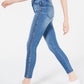Tinseltown Juniors' Animal-Print Side-Stripe Skinny Jeans Medium Blue Size 11
