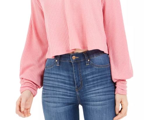 Love Fire By Topson Junior's Lace Trim Thermal Top Pink Size X-Small