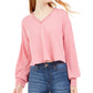 Love Fire By Topson Junior's Lace Trim Thermal Top Pink Size X-Small