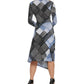 DKNY Women's Printed Faux Wrap Dress Blue Size X-Small