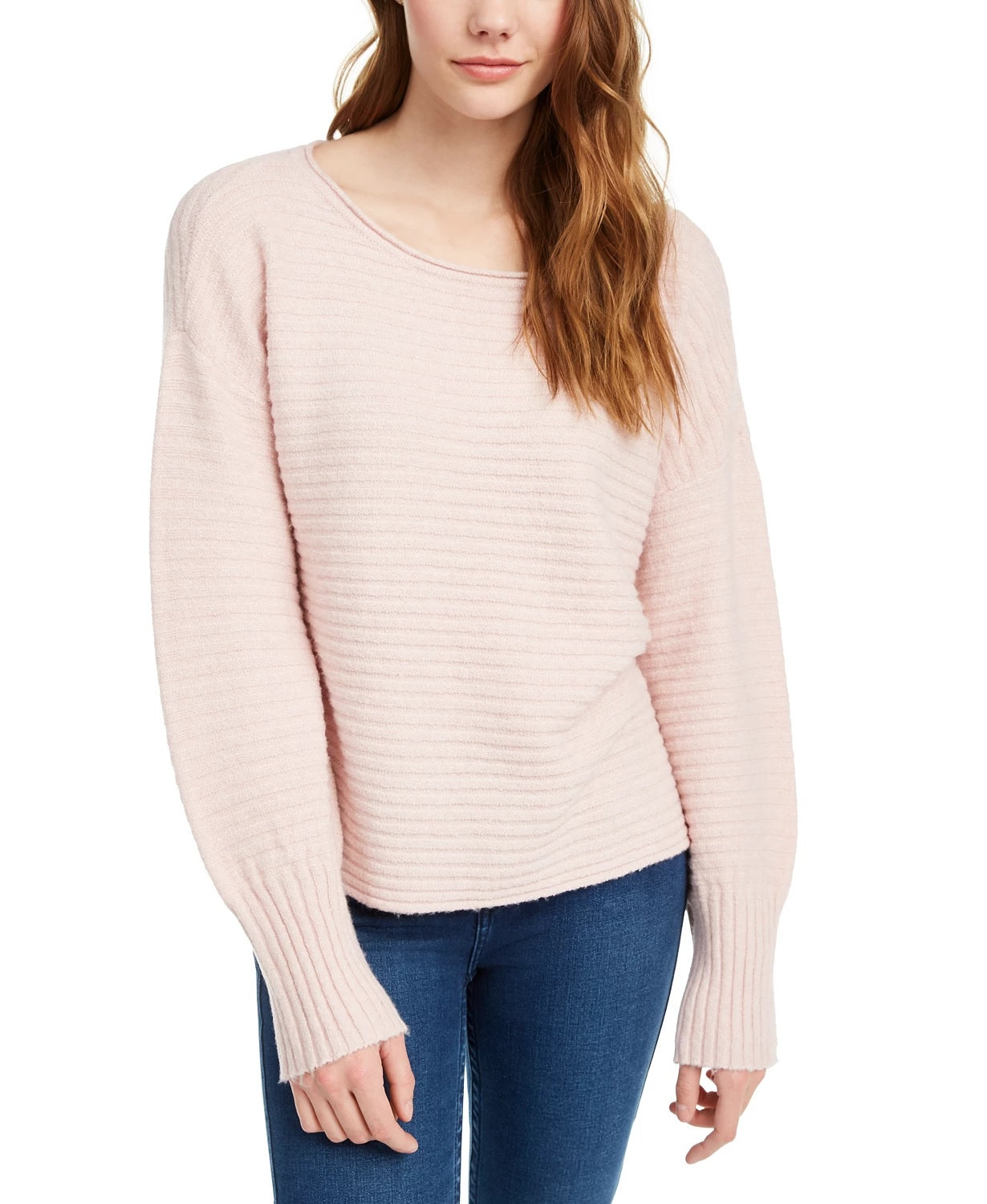 Pink Rose Juniors' Ribbed Sweater Pink Size Medium