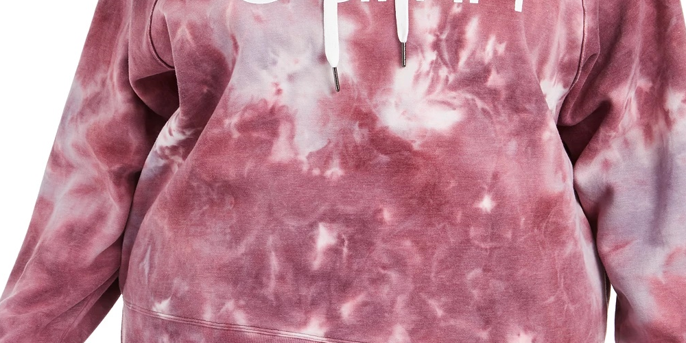 Calvin Klein Women's Performance Plus Size Tie-Dyed Active Hoodie Medium Red Size 3X
