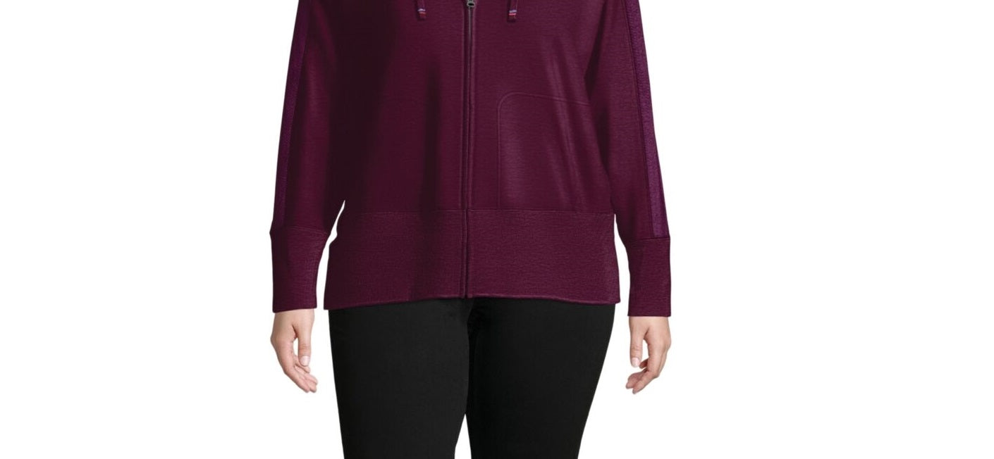 Champion Plus Women's Size Heritage Herringbone-Accent Zip Hoodie Darkpurple Size 1X