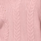 Crave Fame Women's Lace-Up Back Cable Sweater Pink Size Large