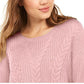 Crave Fame Women's Lace Up Back Cable Sweater Pink Size X-Large