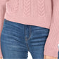 Crave Fame Women's Lace Up Back Cable Sweater Pink Size X-Large