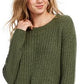 Crave Fame Juniors' Ribbed Cropped Sweater Green Size Extra Large